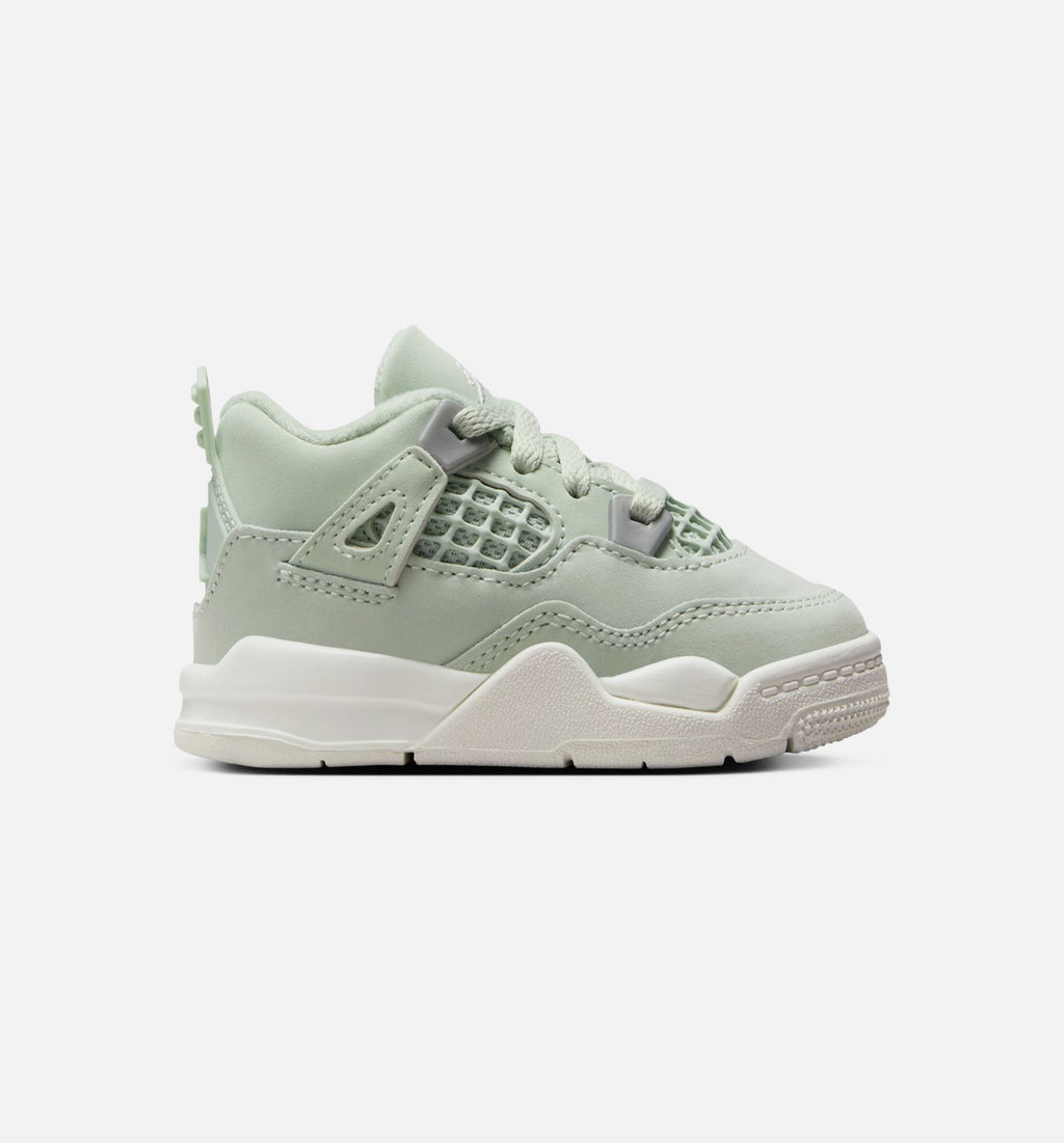 Air Jordan 4 Retro Abundance Infant & Toddler Lifestyle Shoe - Seafoam/Sail/Metallic Silver