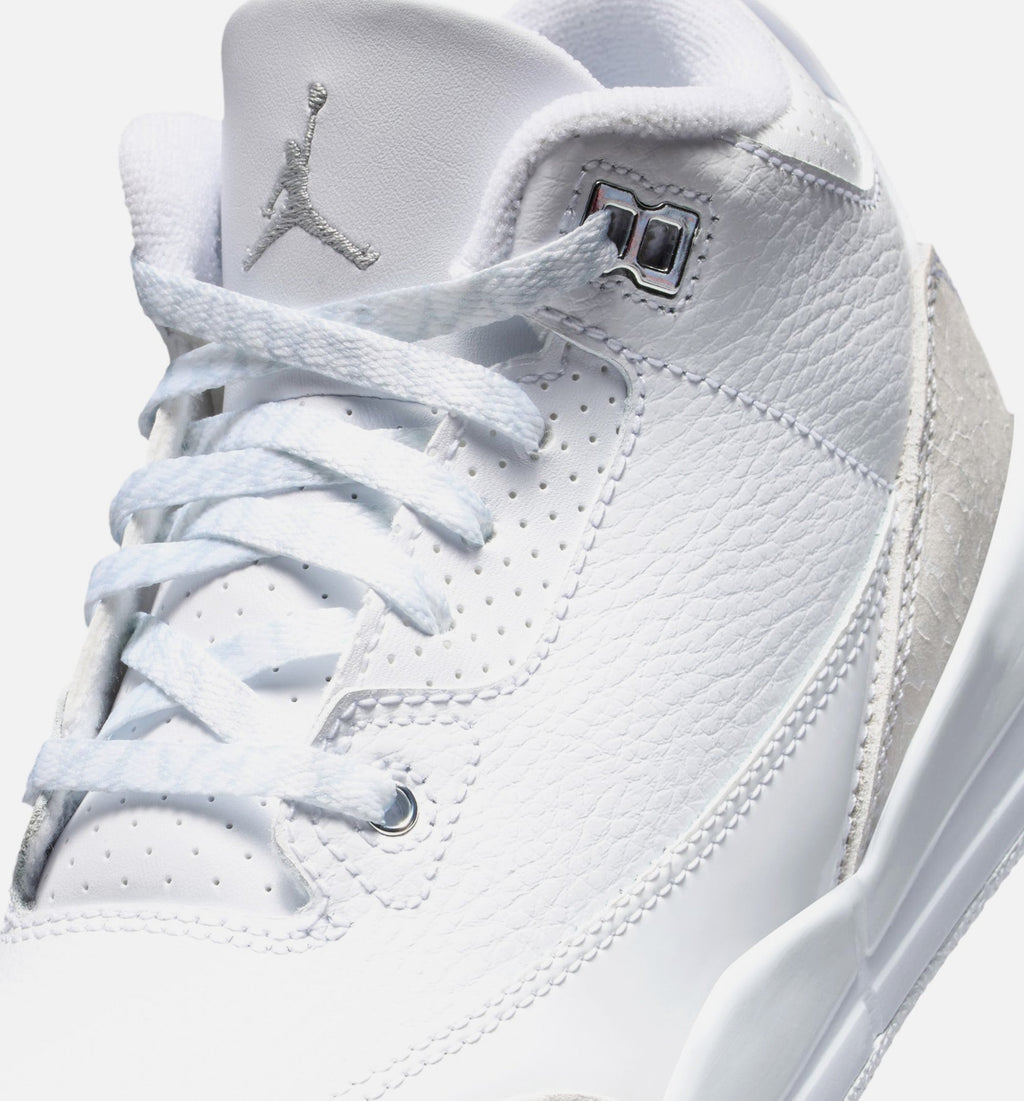 Air Jordan 3 Retro White And Silver Preschool Lifestyle Shoe - White/Metallic Silver