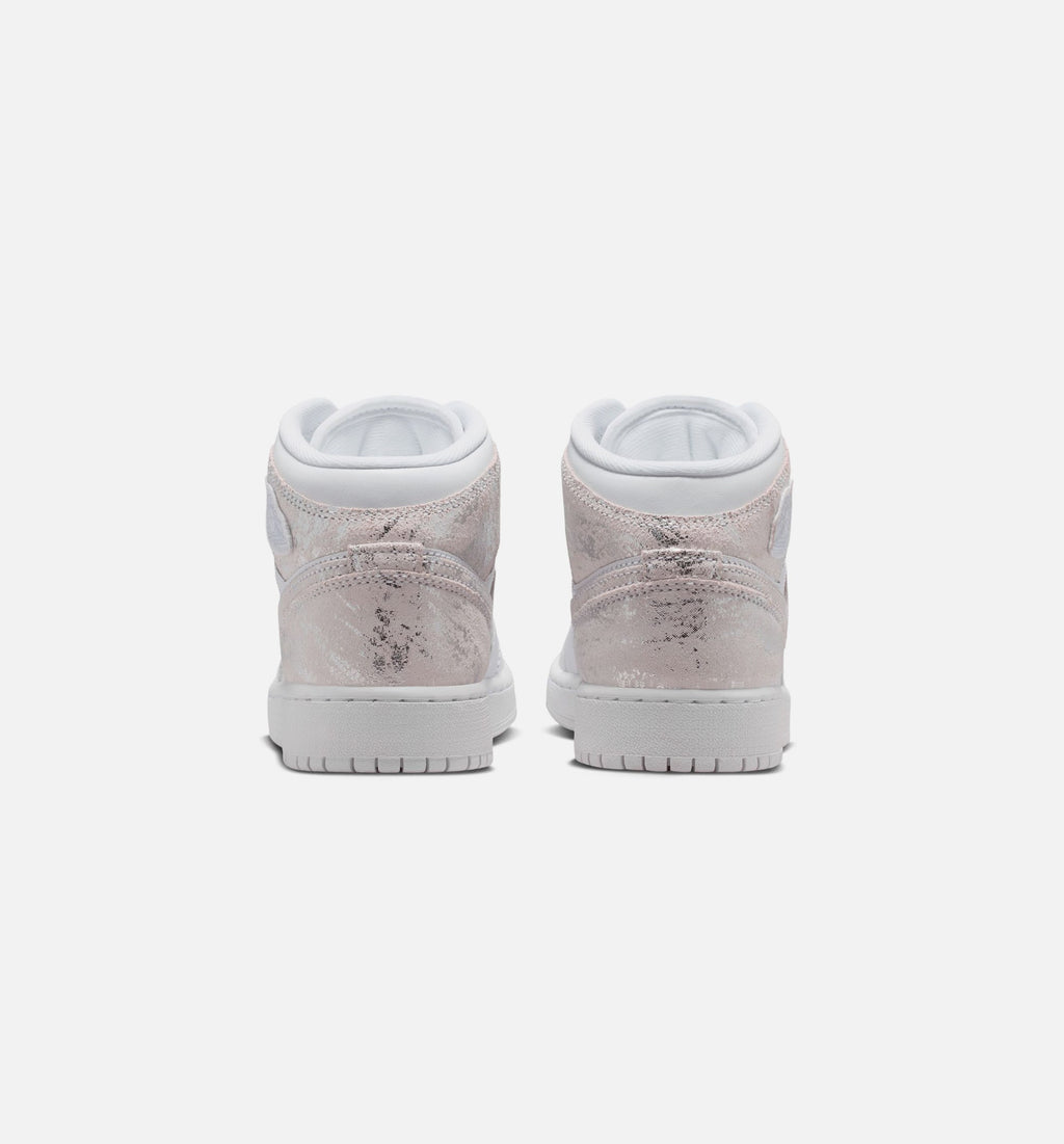 Air Jordan 1 Mid SE Grade School Lifestyle Shoe - White/Field Silver