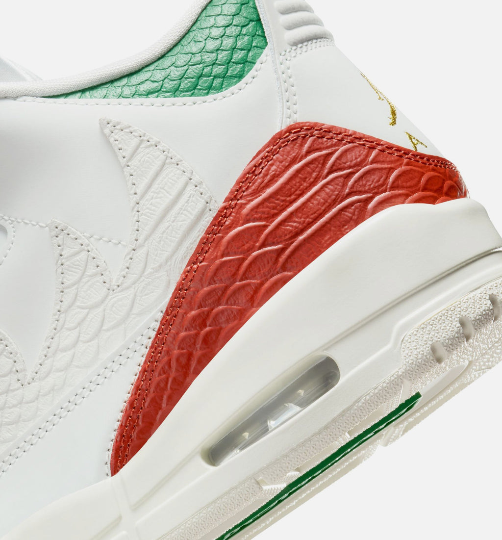 Air Jordan 3 Retro El Vuelo Men's Lifestyle Shoe - Summit White/Pine Green/Dragon Red/Metallic Gold