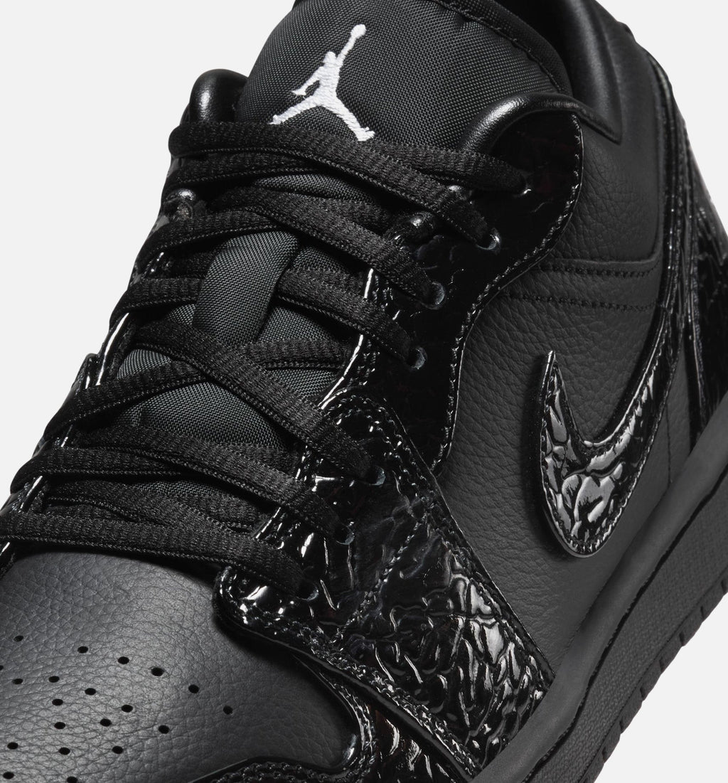 Air Jordan 1 Low Patent Elephant Women's Lifestyle Shoe - Black/White/Metallic Silver