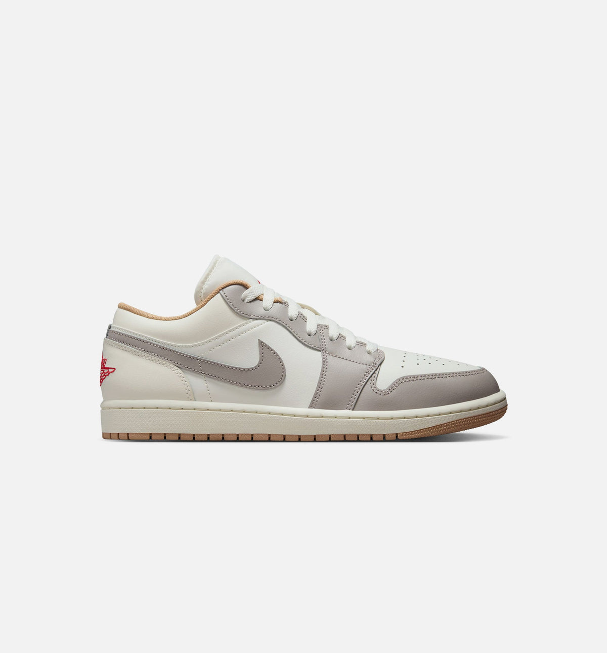 Air Jordan 1 Low Men's Lifestyle Shoe - Sail/Fire Red/College Grey/Hemp