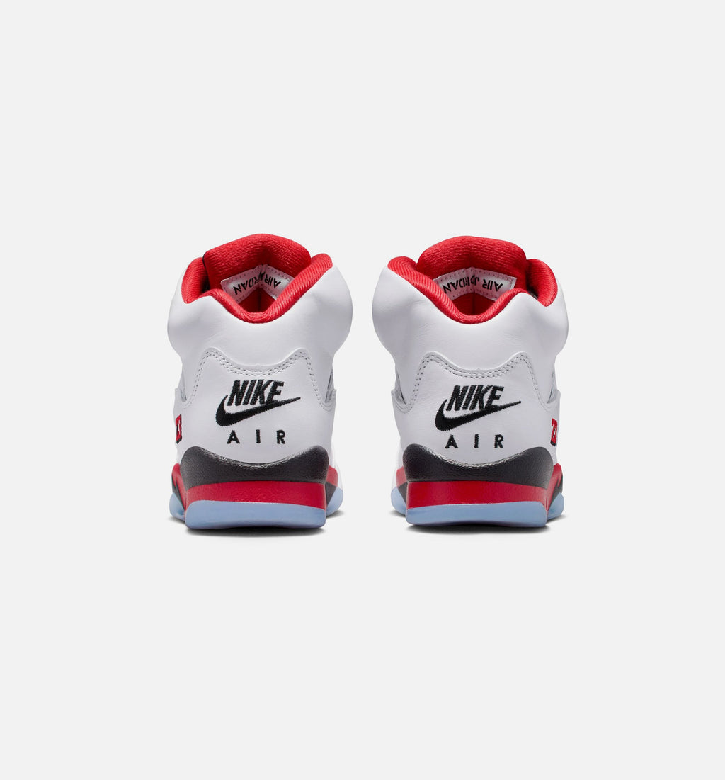 Air Jordan 5 Retro Fire Red Grade School Lifestyle Shoe - White/Fire Red/Black