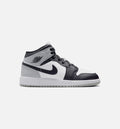 Air Jordan 1 Mid Grade School Lifestyle Shoe - White/Light Smoke Grey/Black