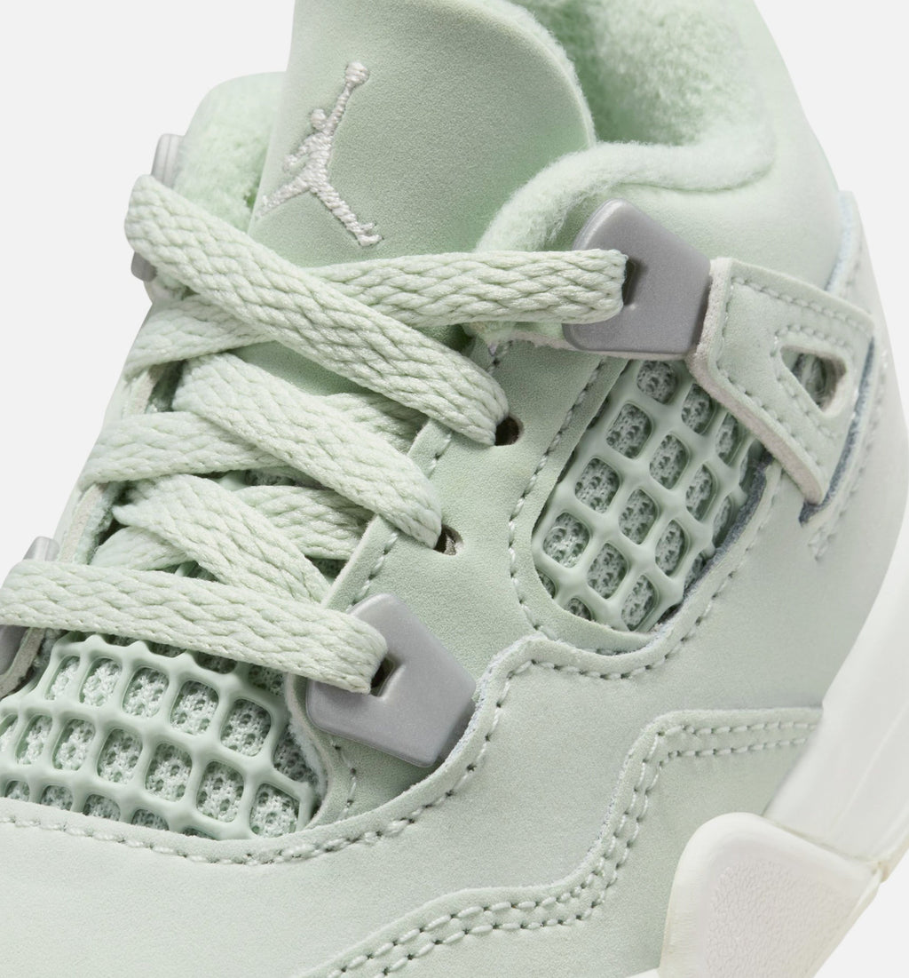 Air Jordan 4 Retro Abundance Infant & Toddler Lifestyle Shoe - Seafoam/Sail/Metallic Silver
