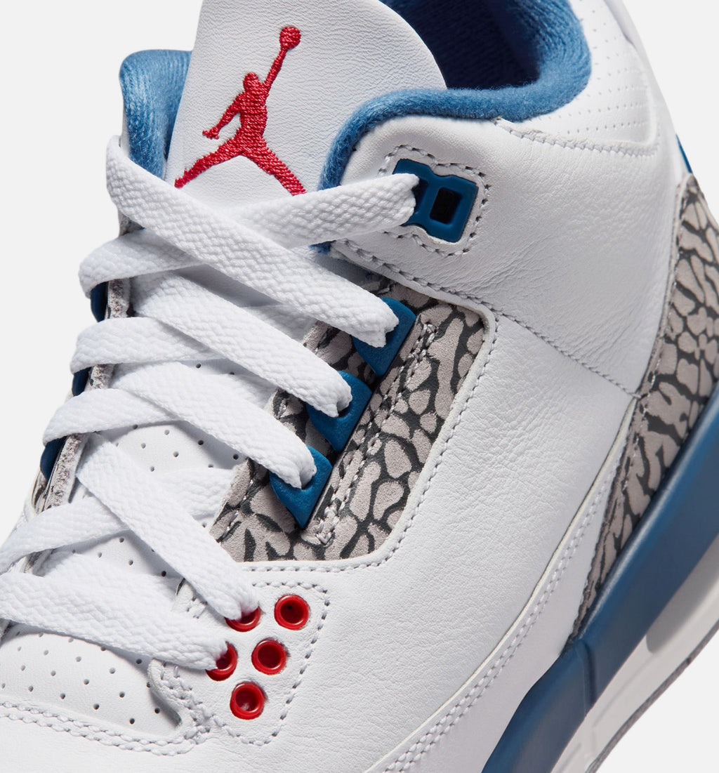 Air Jordan 3 Retro OG True Blue Grade School Lifestyle Shoe - White/Fire Red/True Blue
